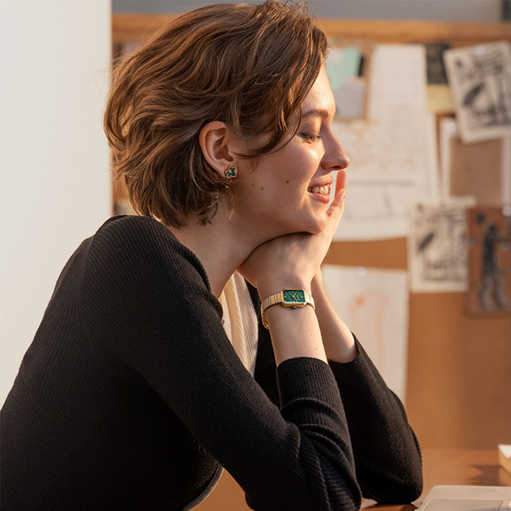 Orologio da Polso Malaquita Dorato