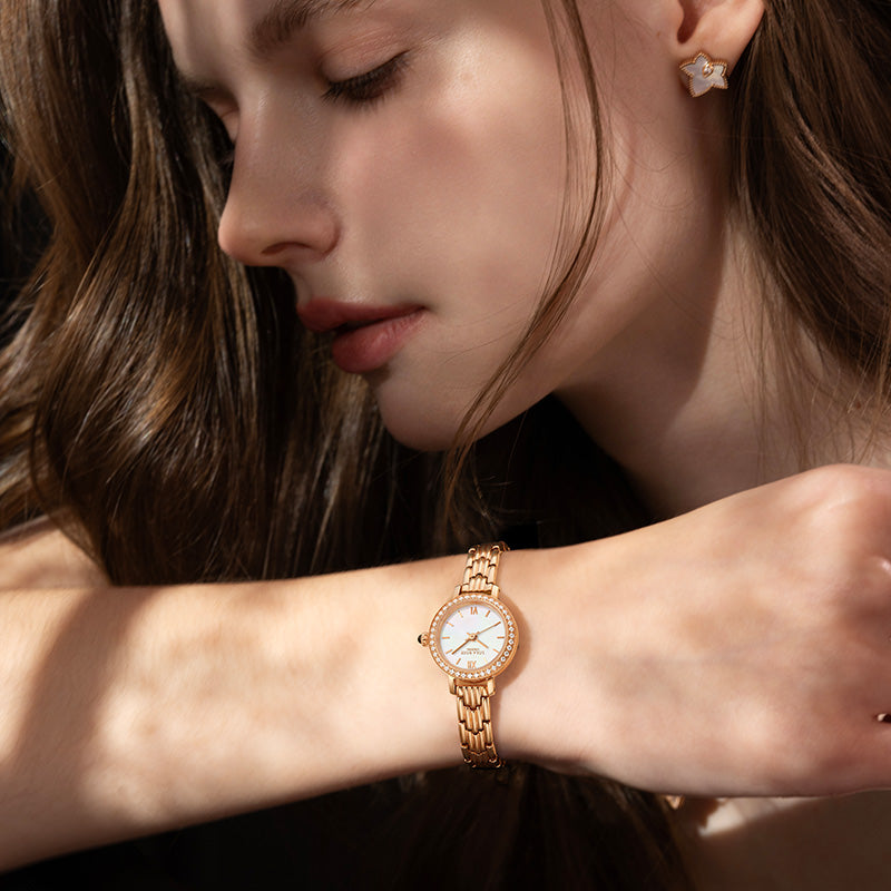 Orologio da Polso con Madreperla, Oro Rosé e Zircônia