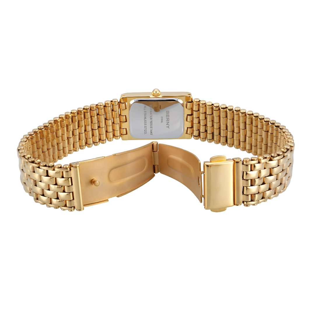 Orologio da donna BERNY dorato impermeabile con confezione inclusa