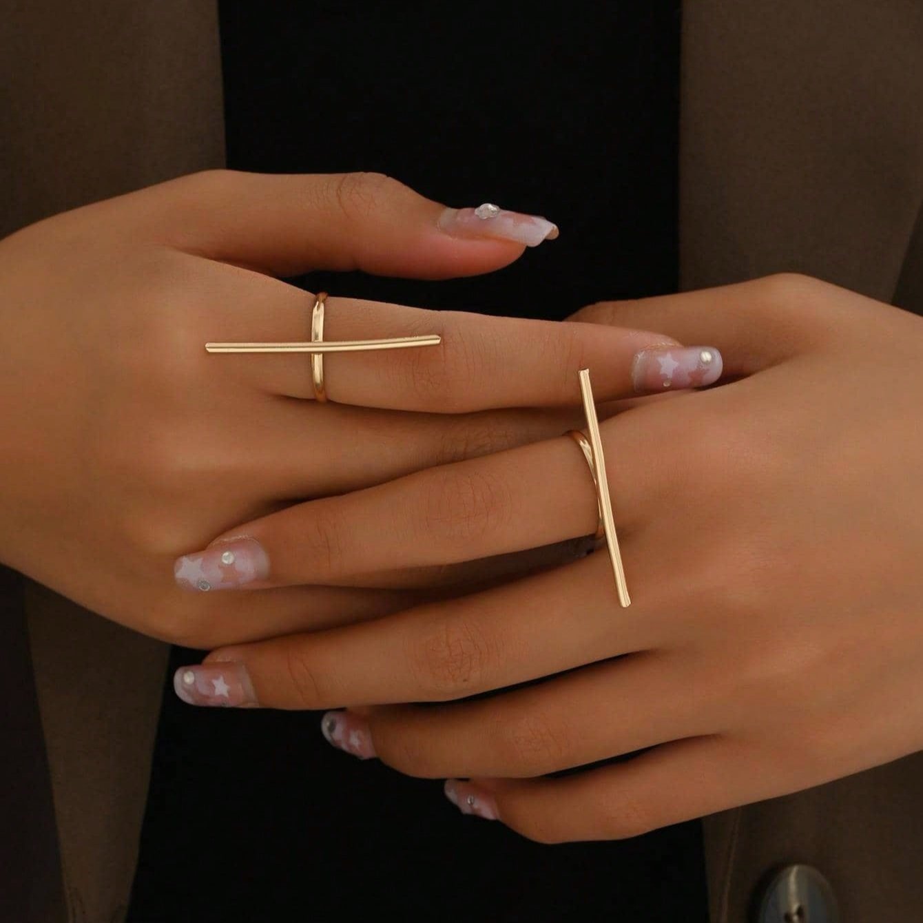Set di 2 anelli minimalisti