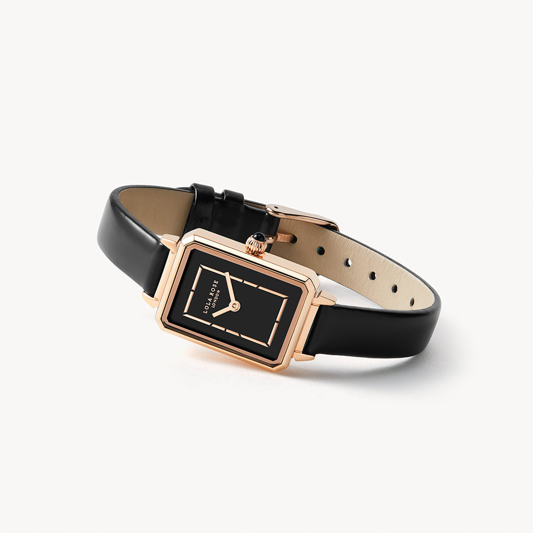 Orologio da Polso in Onice Nero con Oro Rosé