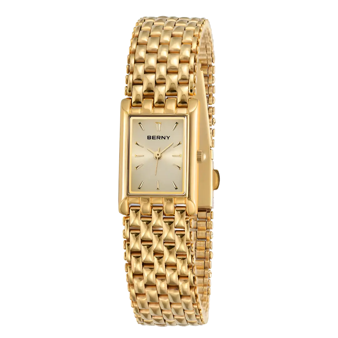 Orologio da donna BERNY dorato impermeabile con confezione inclusa