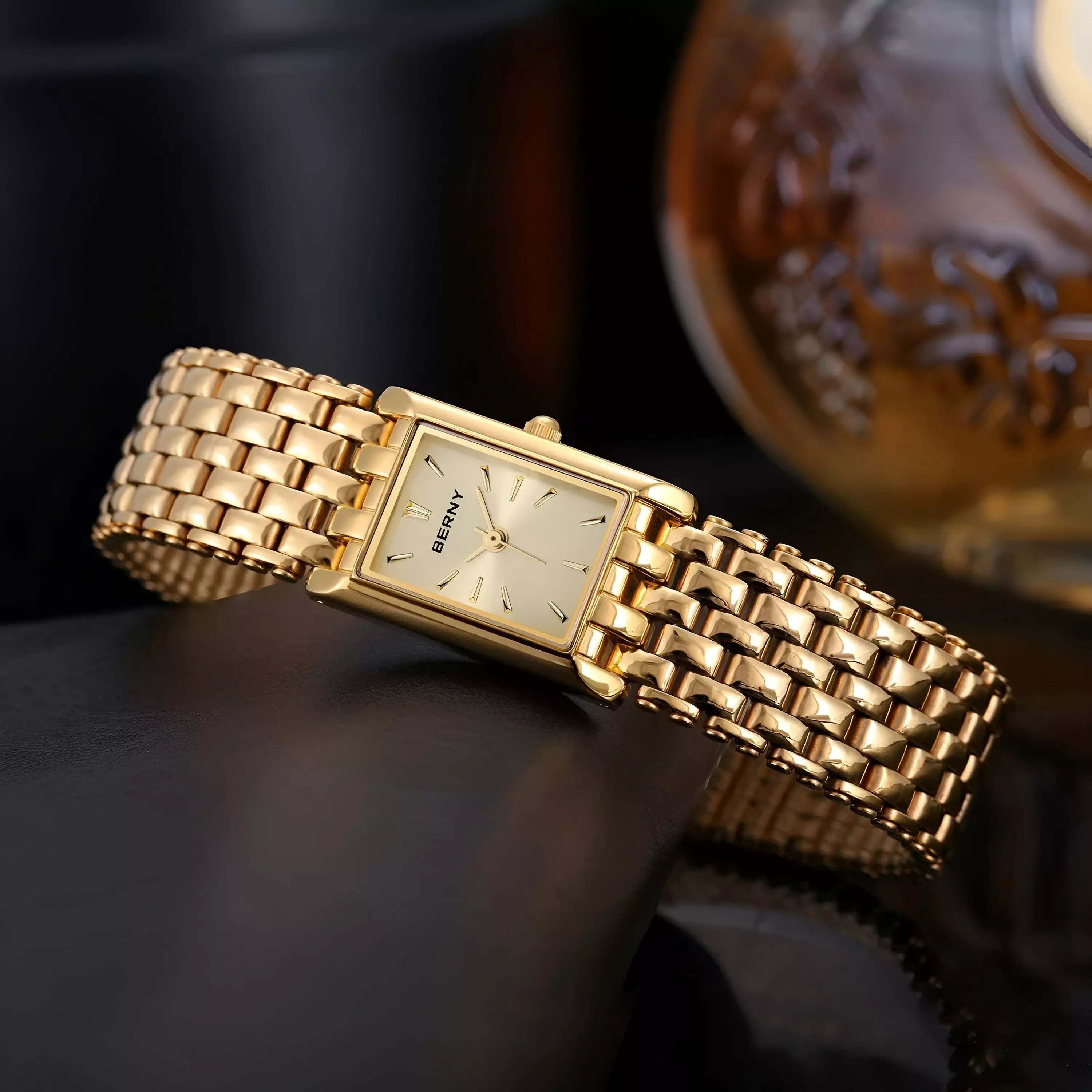 Orologio da donna BERNY dorato impermeabile con confezione inclusa